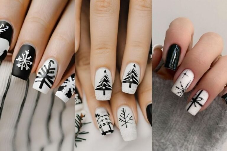 26 Black and White Christmas Nail Designs for 2024 You’ll Want to Copy Right Now