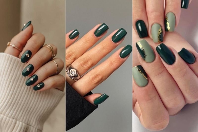 28 Dramatic Dark Green Nails You’ll Adore