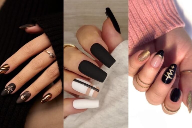 28 Simple Black Christmas Nails To Try This Holiday Season