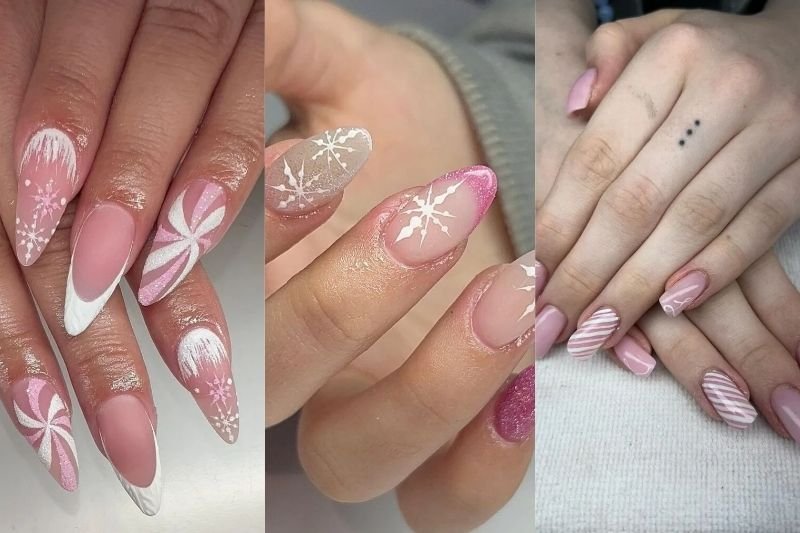 35 Gorgeous Pink Christmas Nail Ideas to Make Your December Sparkle