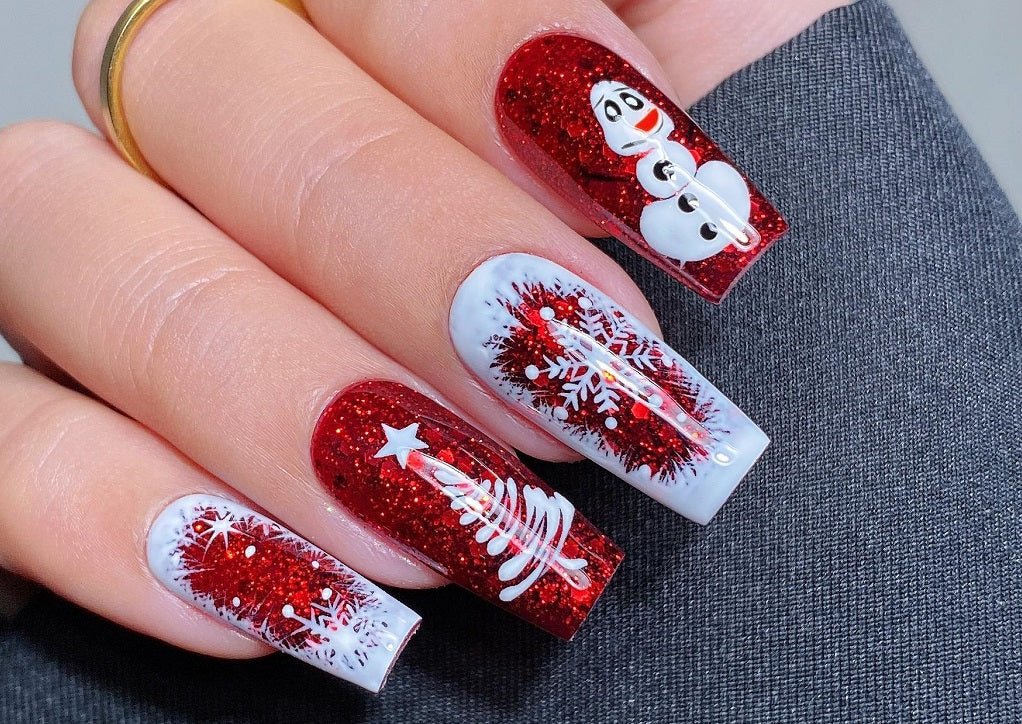 red and white christmas nail designs