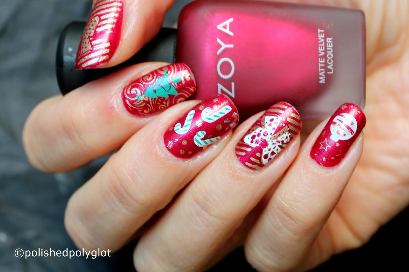 red christmas nail art designs