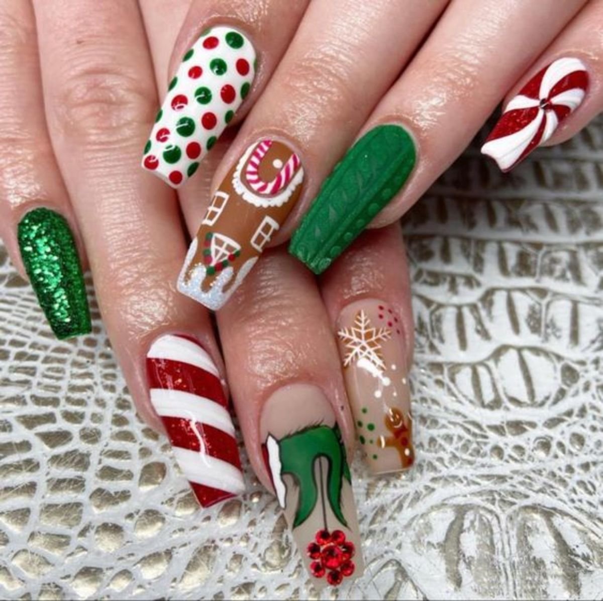 christmas nail designs red and green