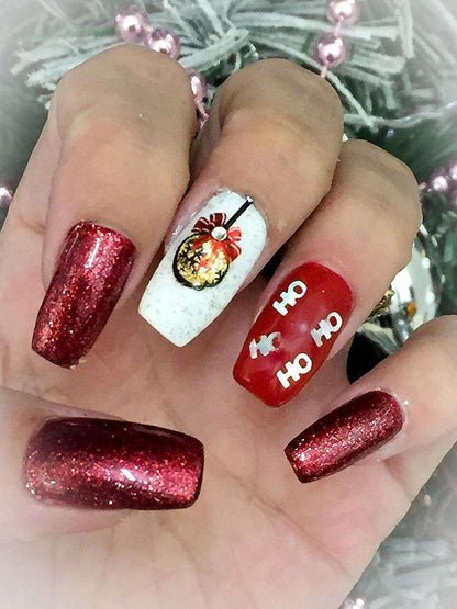 red glitter christmas nail designs