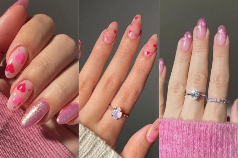 Adorable Pink Valentine’s Day Nails